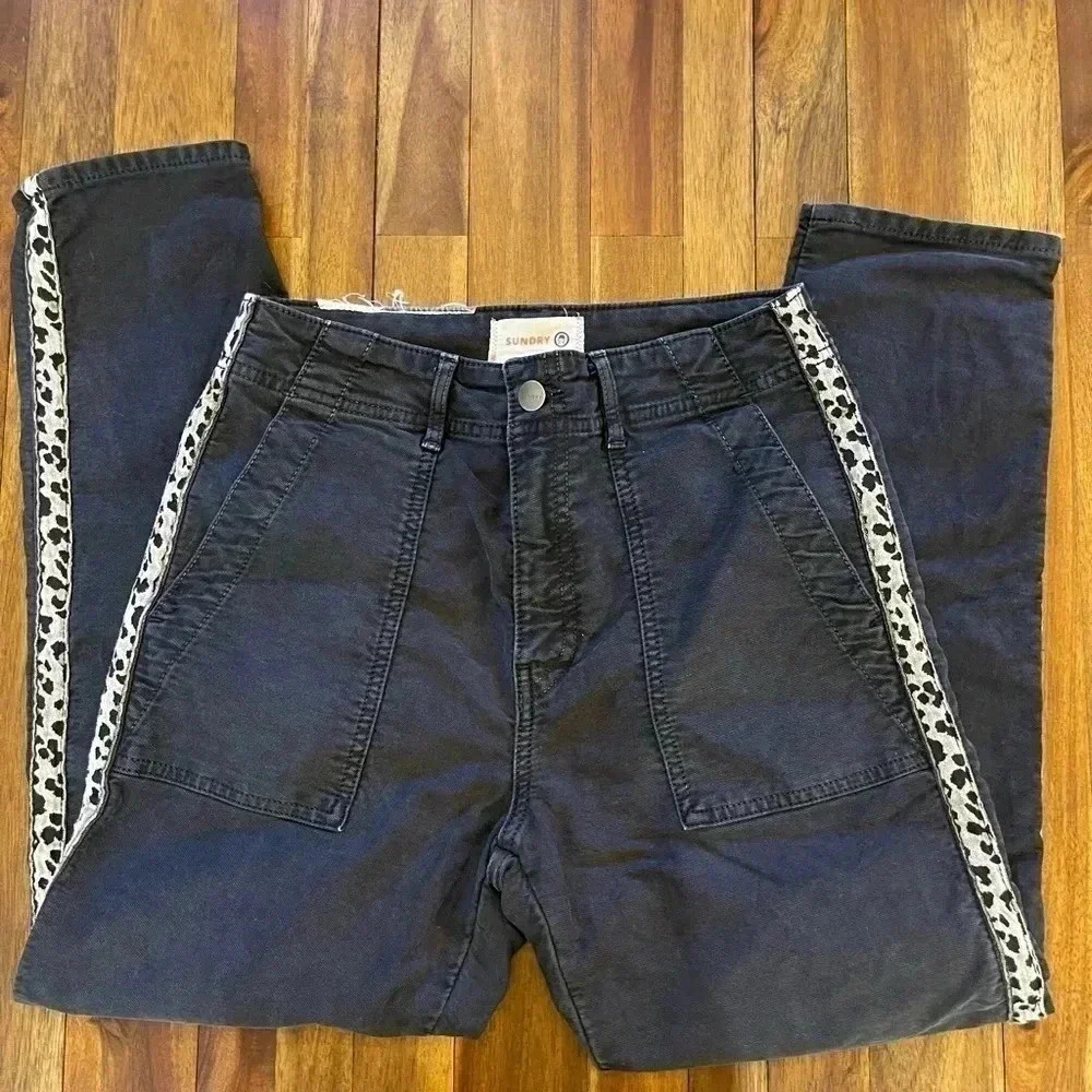Sundry leopard stripe and black Jeans